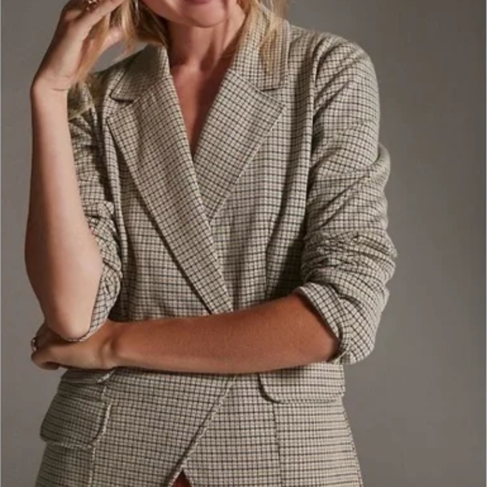 Anthropologie MAEVE Blazer Collegiate Knit Plaid Blazer